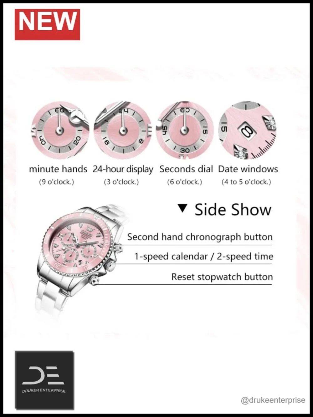 Ladies Analog Quartz Stainless Steel Watch with Day Date